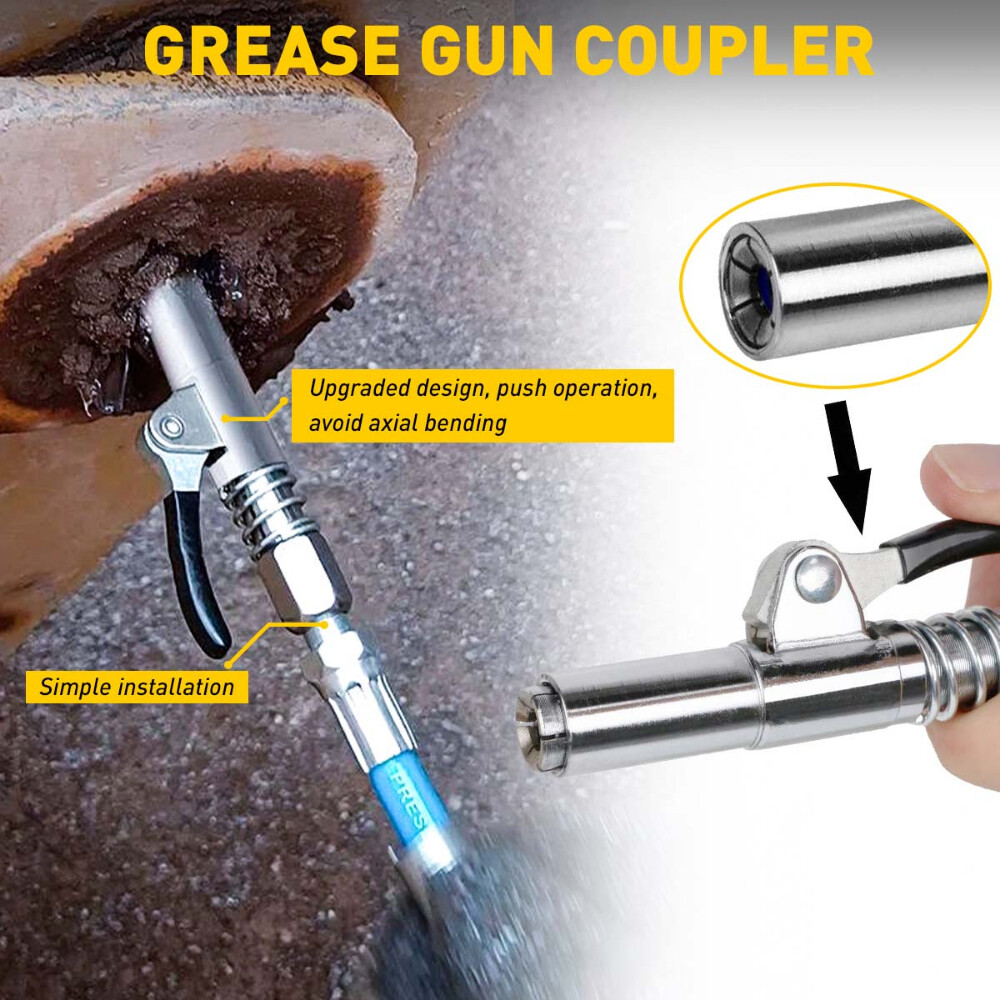 2PCS Grease Coupler Heavy-Duty Quick Release Grease Gun Coupler NPTI/8 10000PSI