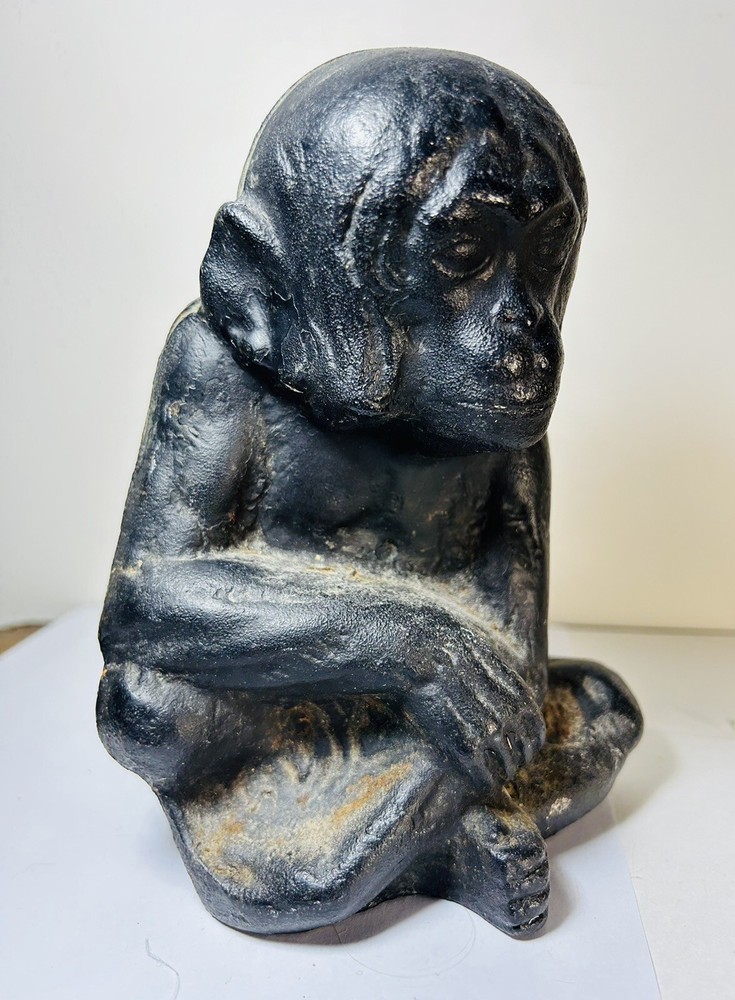 Antique Cast Iron Monkey String Holder