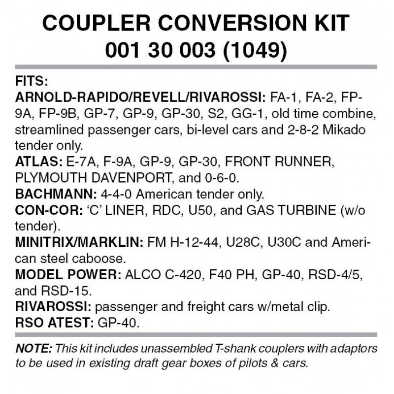 Micro Trains ~ N Scale ~ Locomotive Coupler Conversion Kit (1049) ~ 001 30 003