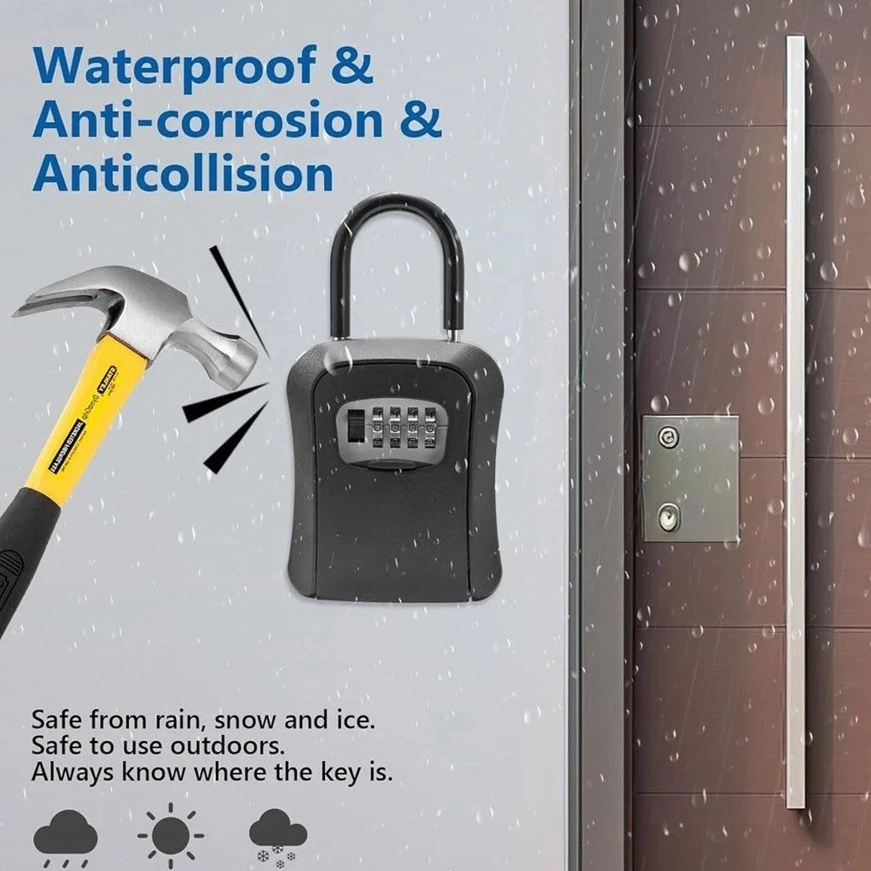 Key Lock Box for Outside-Combination Lockbox for House Key-Portable/Wall Mounted