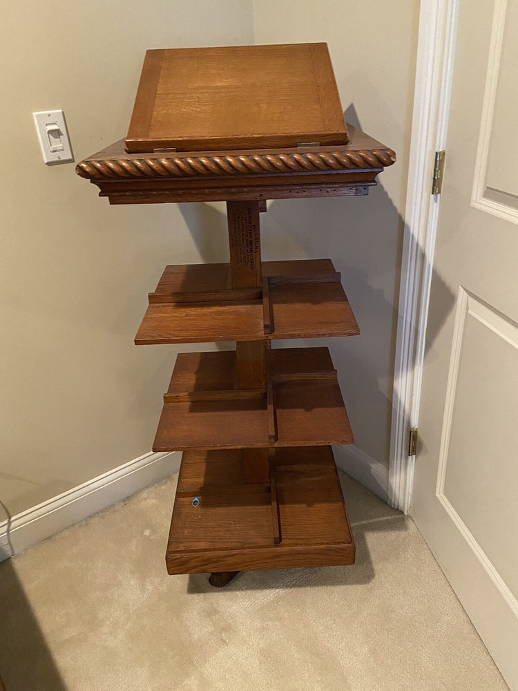 Antique JOHN DANNERS REVOLVING WALNUT BOOKCASE WITH PRESENTATION PLATFORM