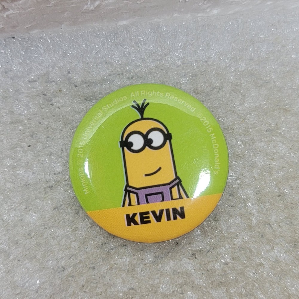McDonald's Kevin Minion Button Pin 2015 Universal Studios Promo