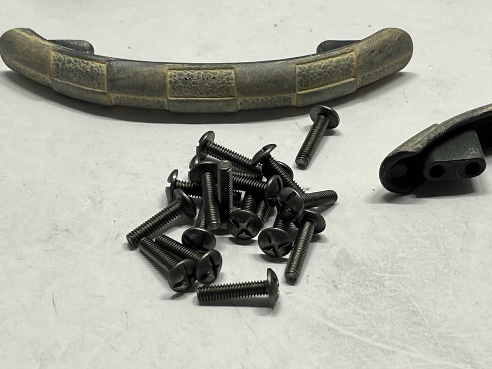 Vintage Lot (4) NOS Heavy Gray/Whitewash Textured Fixed Drawer Pulls