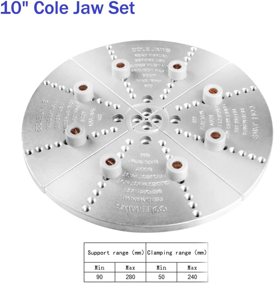 10" JAW SET JSCOLE for Nova Chucks with Accessory Buffer Kit