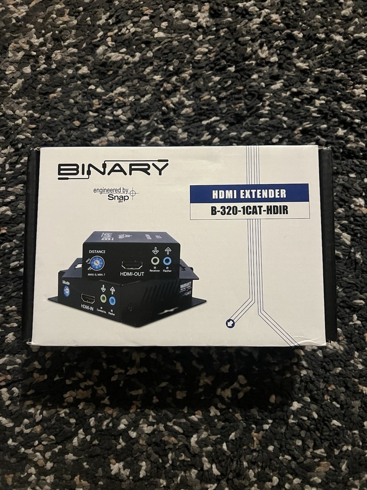 Binary HDMI Extender B-320-1CAT-HDIR Transmitter and Receiver Brand New Open Box
