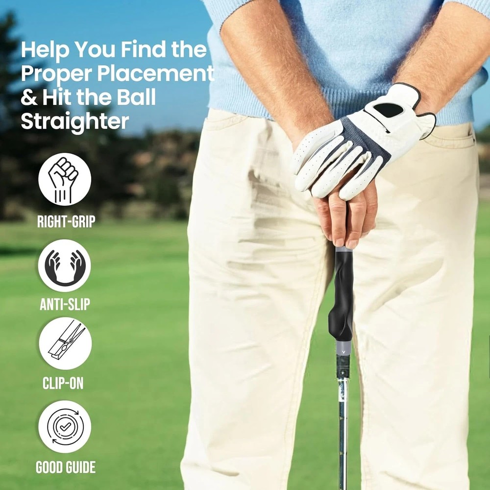 Clip-On Golf Grip Trainer, Golf Swing Training Aid for Improving Proper Hand Pos