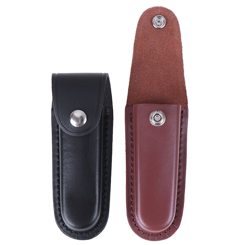 Cowhide Leather Multi Function Tool Folding Pocket Knife Torch Belt Pouch Sheath