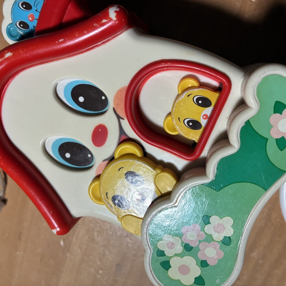 Vintage Kiddycraft Sankyo Musical Fun House Pull String Toy Tested Working