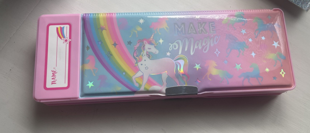 Hot Focus Multi-Function Pencil Case Unicorn Calculator Sharpener Pink NIP