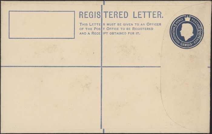 GAMBIA, 1952. Registered Letter H&G 6a, Mint