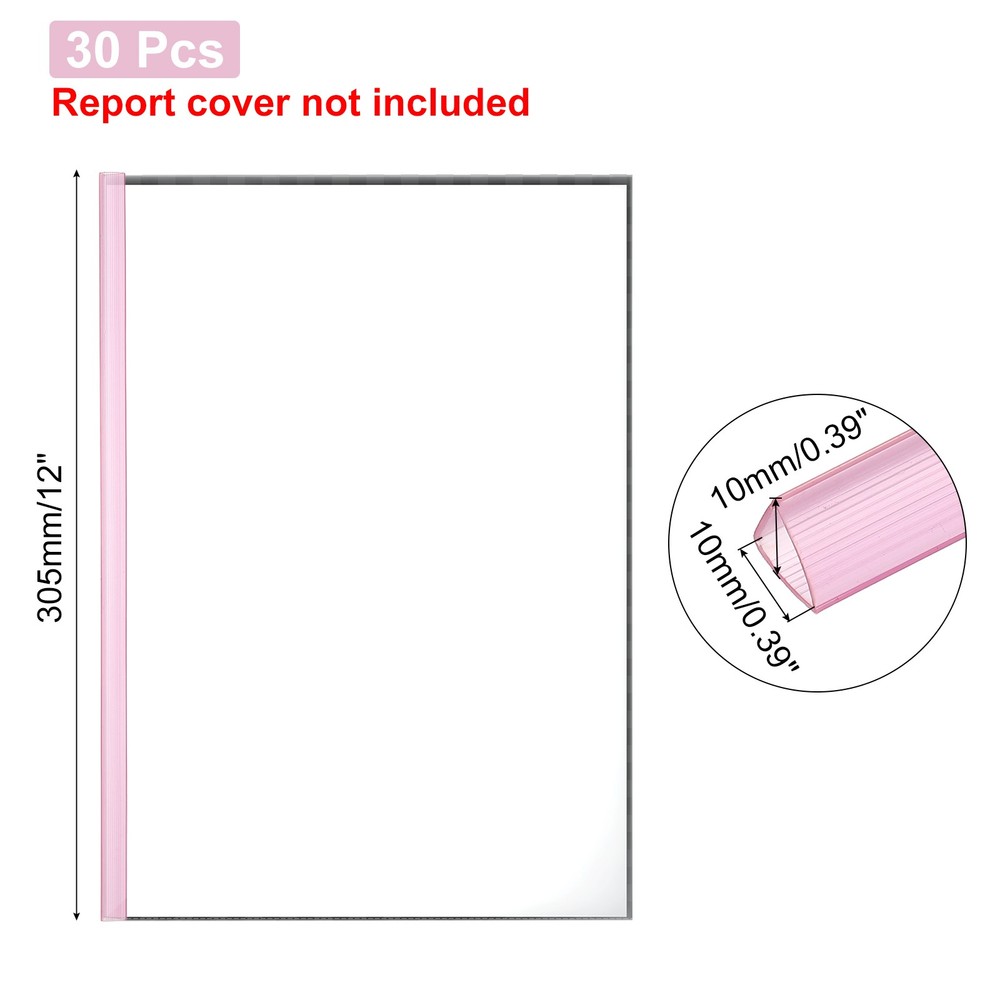 30Pcs 10x10mm Binding Bars, 70 Sheets Capacity, Transparent Red