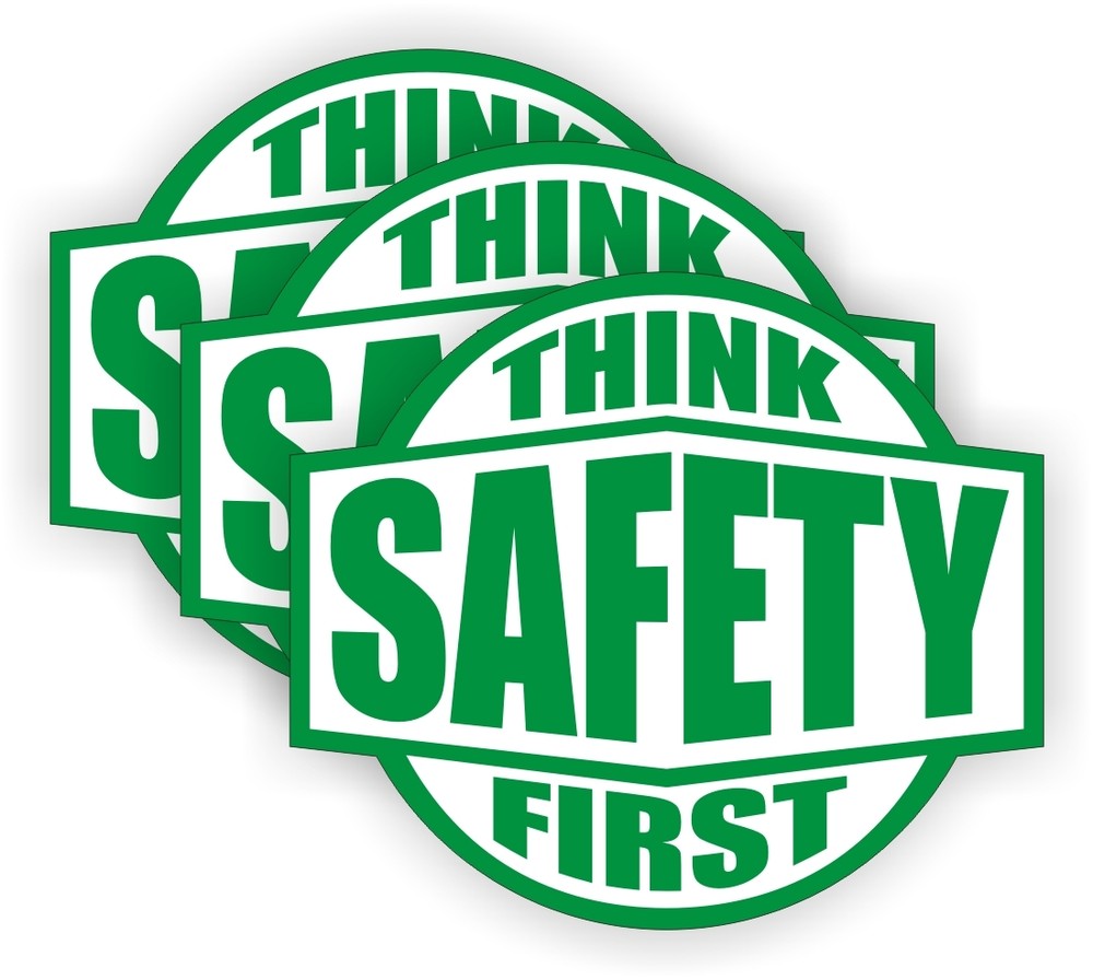3x Think Safety First Hard Hat Stickers | Welding Helmet Decals Employees
