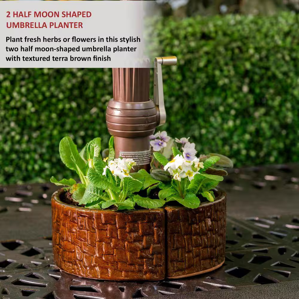 Terra Brown Cobblestone Umbrella Planter