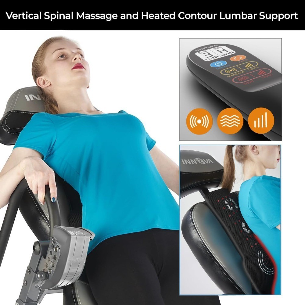 Adjustable Folding Inversion Table for Back Pain Relief with Heat Therapy and