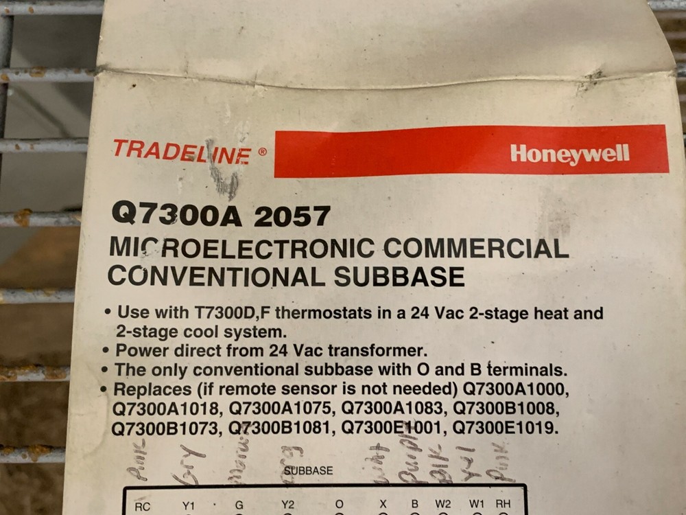 Honeywell Q7300A 2057 Microelectronic Commercial Conventional Subbase