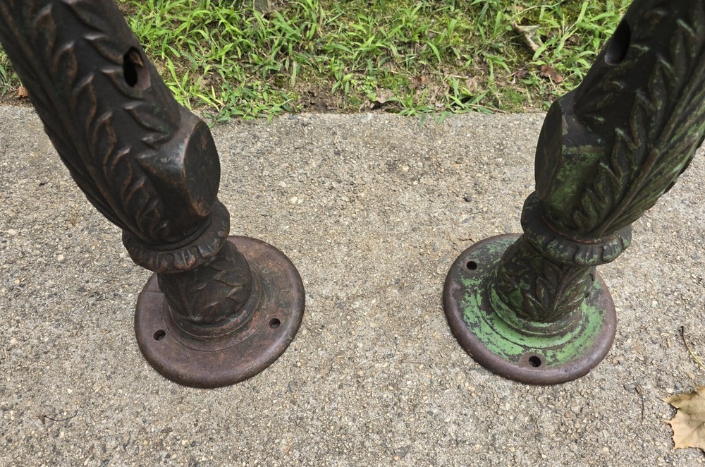 Old CAST IRON Architectural Salvage Holyoke Ma Rail Posts Pair