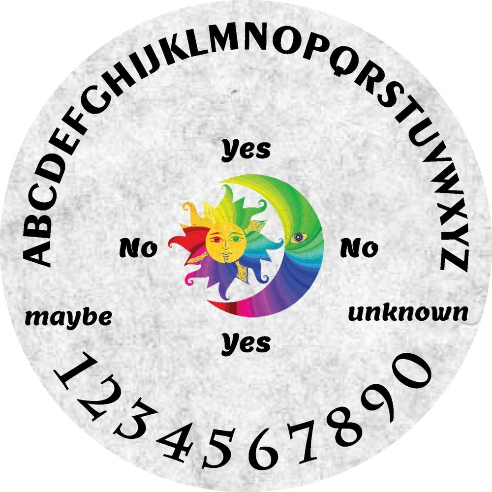 5" Pendulum Board - Dowsing Divination Message Board "Rainbow Sun White"