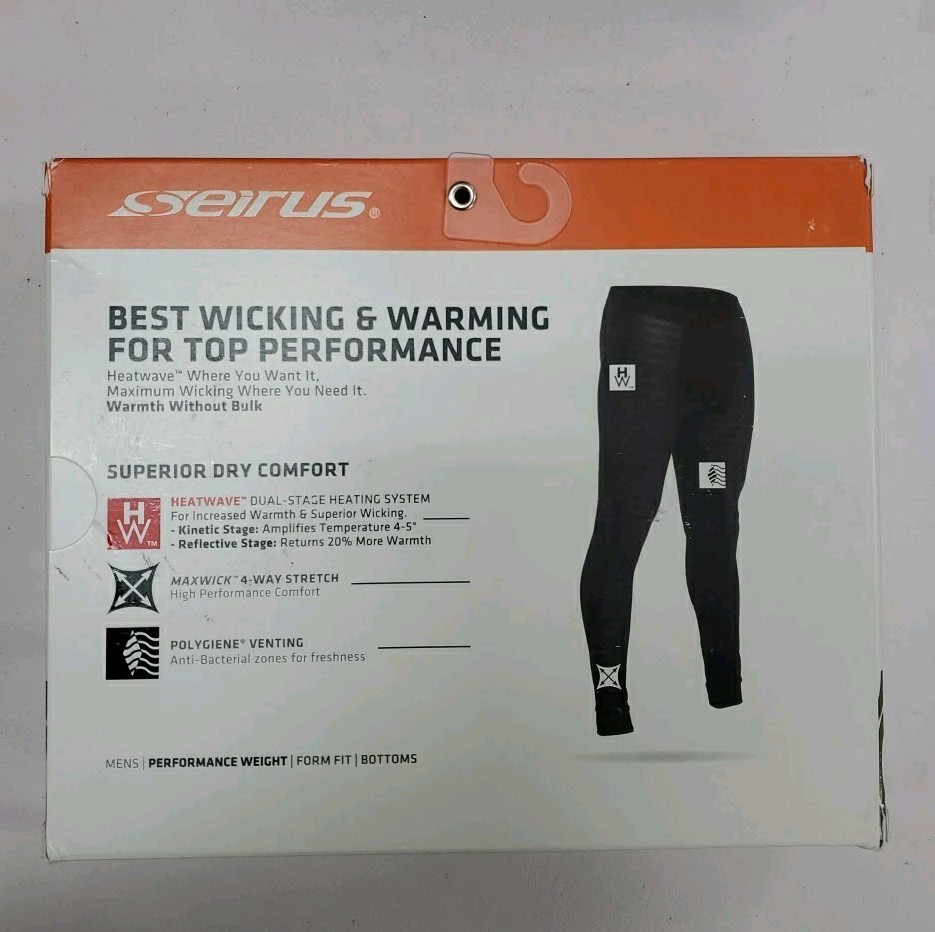 New Seirus Heatwave Body Mapped Base Layer Bottom Black Size Medium