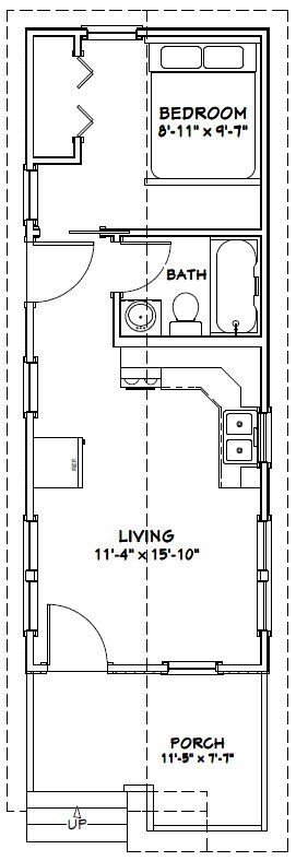 12x32 Tiny House -- 384 sq ft -- PDF Floor Plan -- Model 1C