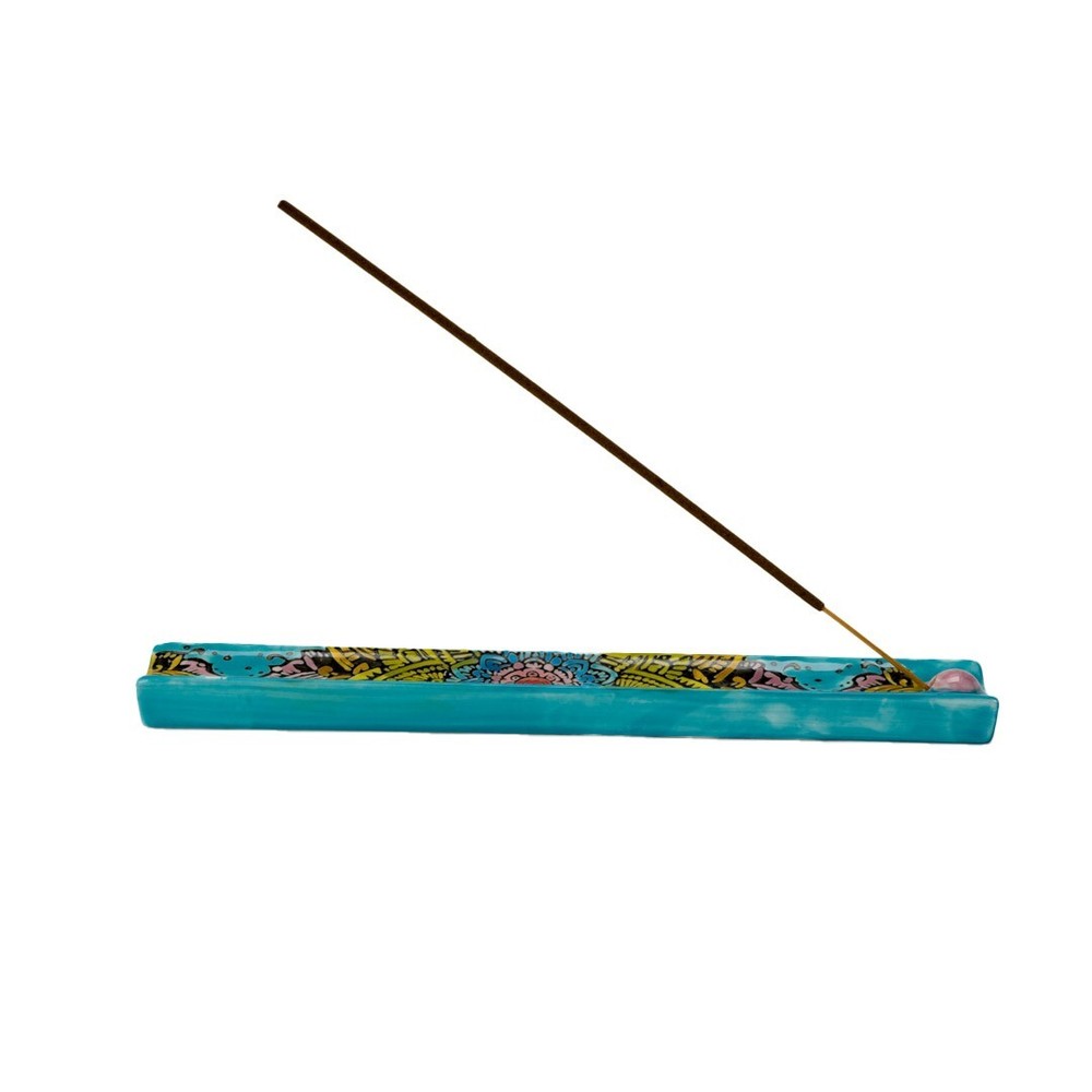 PT Pacific Giftware Colorful Blue Mandala Ceramic Incense Burner Holder