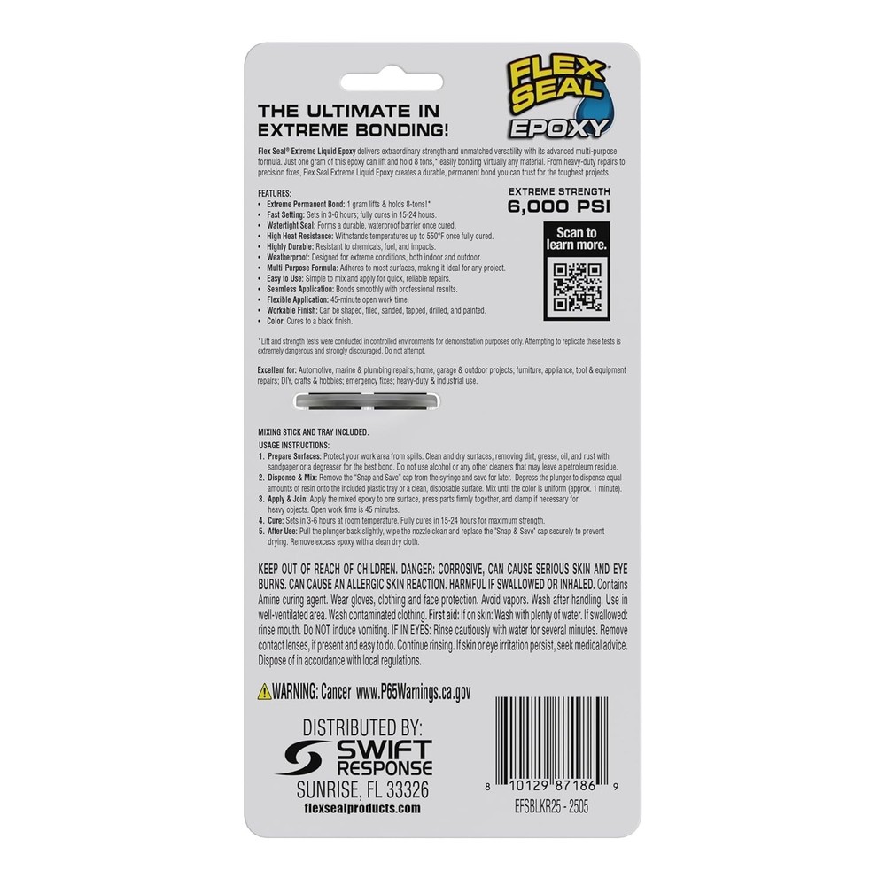 Flex Seal Epoxy, Extreme Liquid, Multi-Purpose, Durable, Permanent, Watertight,