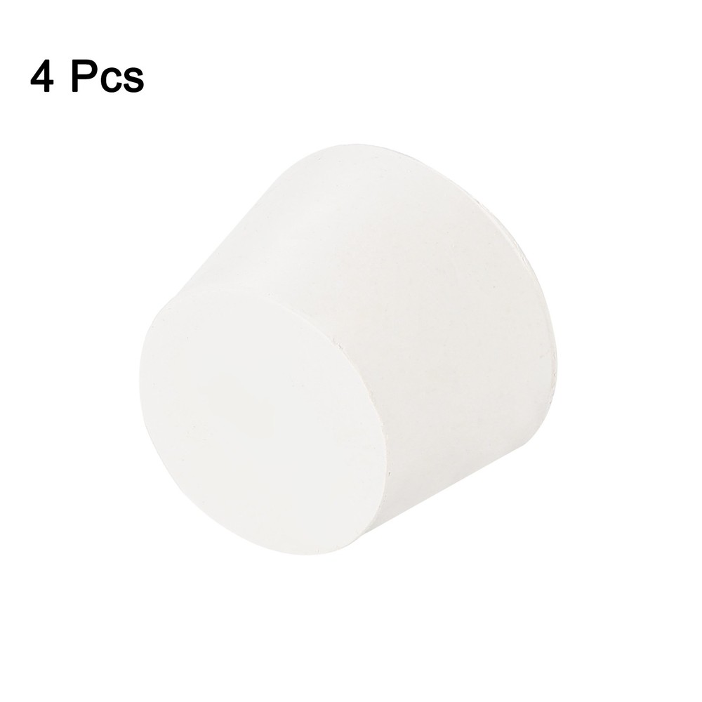 4Pcs Solid Rubber Stoppers, White 8# Tapered Lab Plugs, 42x33x30mm