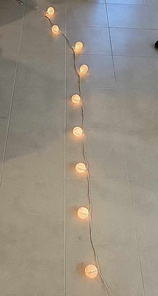 Japanese Round White Paper Lanterns and White wire String Light set