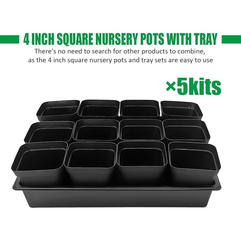 Seedling Trays W/ Square Pots Microgreens Herbs Hydroponics Garden Use