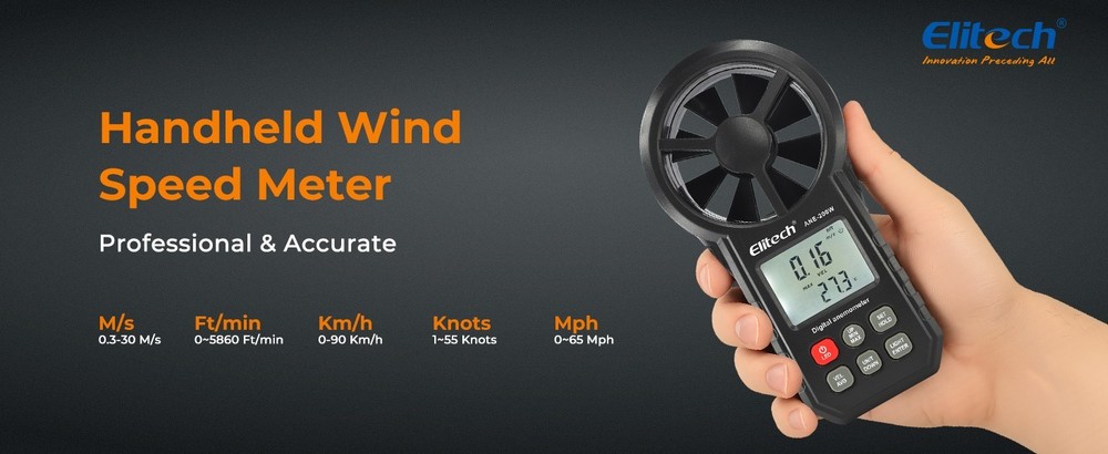ANE-200W Bluetooth Anemometer, Digital Wind Speed Meter w Temperature & USB Data