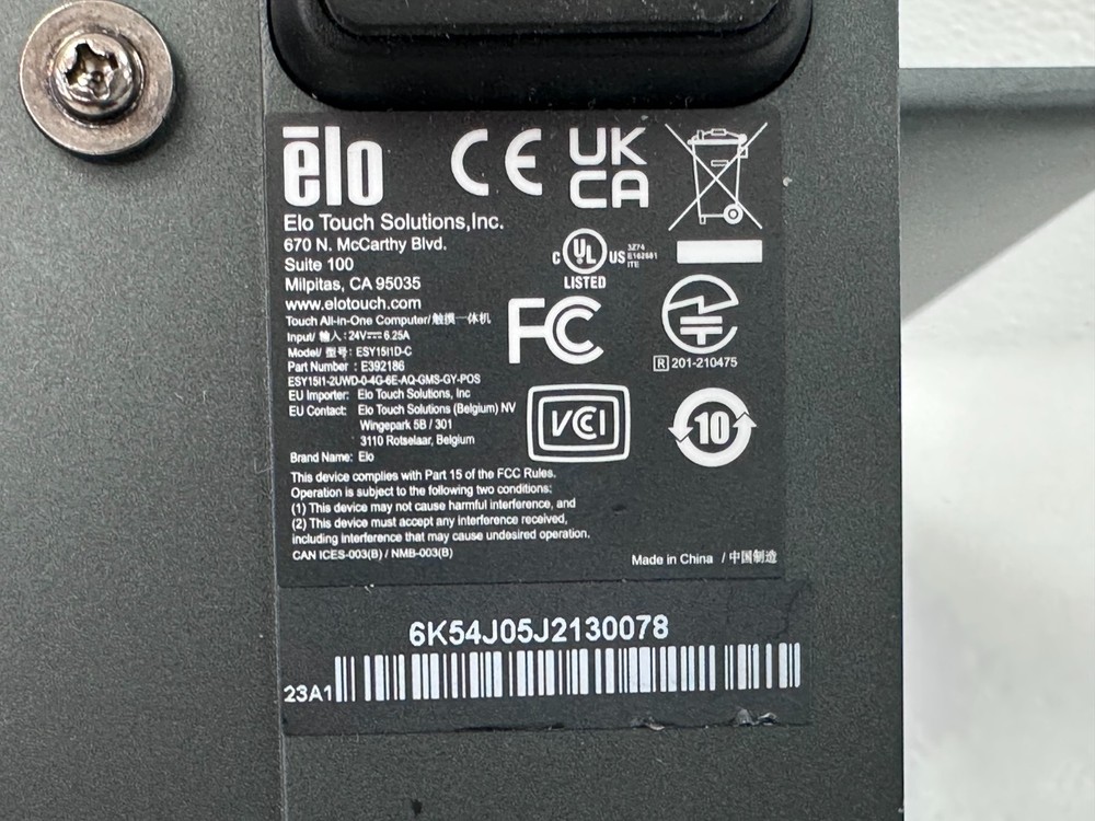 Elo ESY15I1D-C 15.6" Touchscreen POS Computer Android AIO Display E391994 🚚