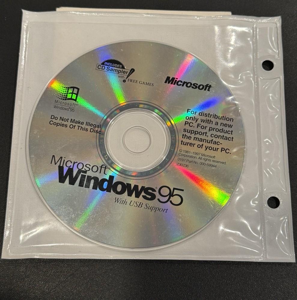 Microsoft Windows 95 Installation CD CD-ROM with USB Support - NO PRODUCT KEY