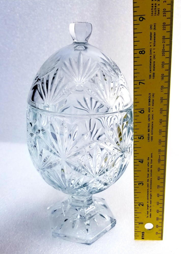Clear Glass Container Embossed Tabletop Candy/ Easter Beautiful