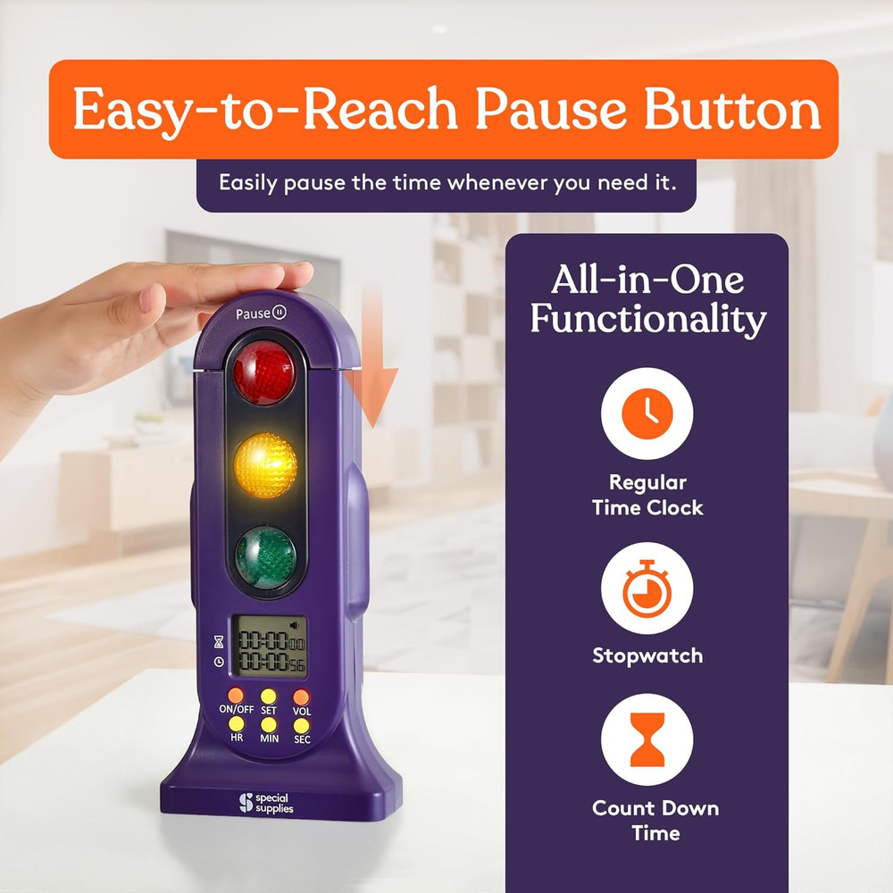 Stoplight Audio Visual Timer for Kids with Lights and Stopwatch Home Classroom