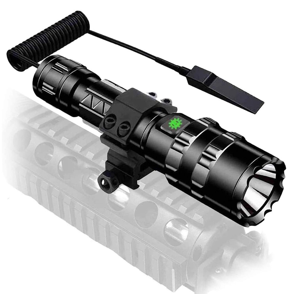 Rechargeable Tactical Flashlight Picatinny Rail Mount 3Modes Zoomable Flashlight