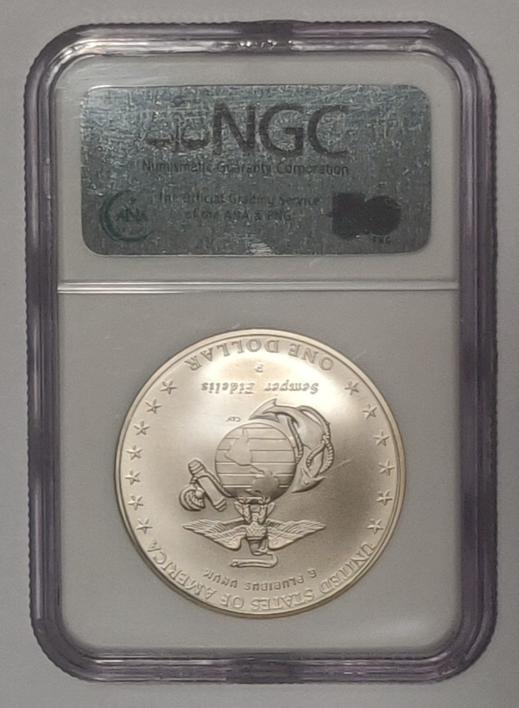 2005 COMMEMORATIVE SILVER DOLLAR MARINES NGC MS 70