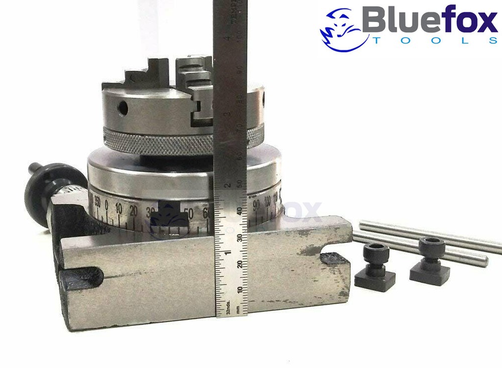 3" 75mm Rotary Table Horizontal Vertical + 65mm 3 jaw self centering chuck