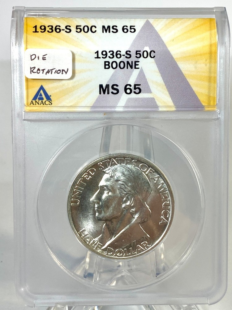 1936 S Boone Commemorative Half Dollar MS65 - Blast White. Beautiful Example