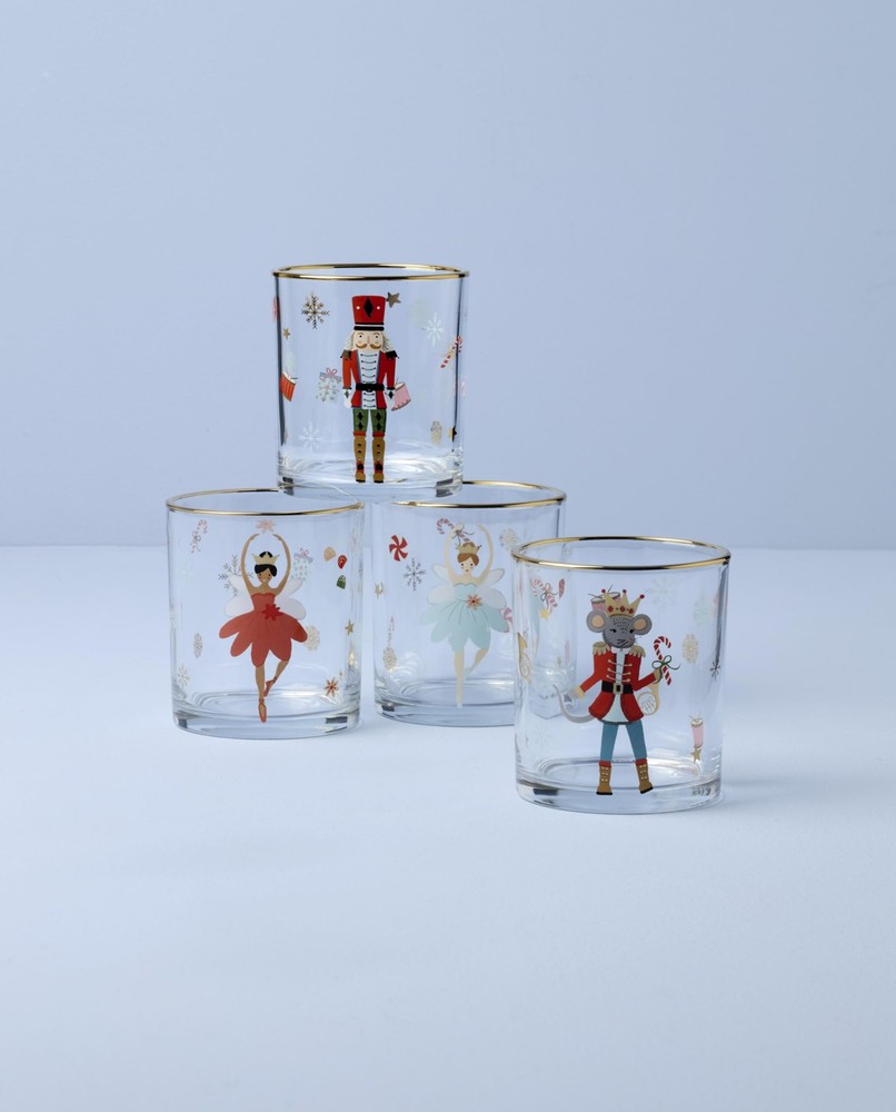 Lenox 898402 Nutcracker Ballet Double Old Fashioned 11 oz, Red & Green