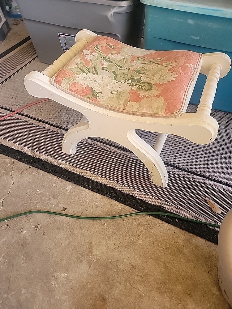 Vintage Distressed Vanity Bench