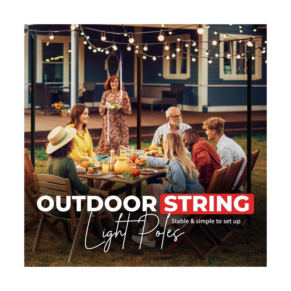 Utopia Home 4 Pack String Light Poles 9FT, Light Poles for Outside String Lig...