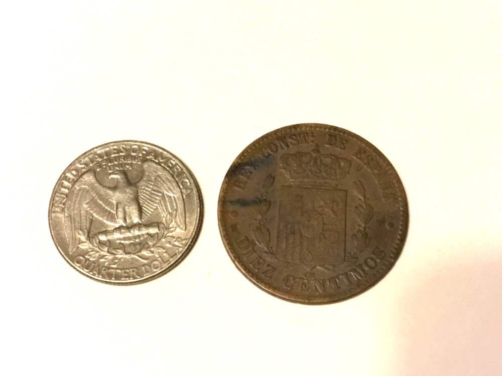 Spain 1877-OM 10 Centimos Old Coin