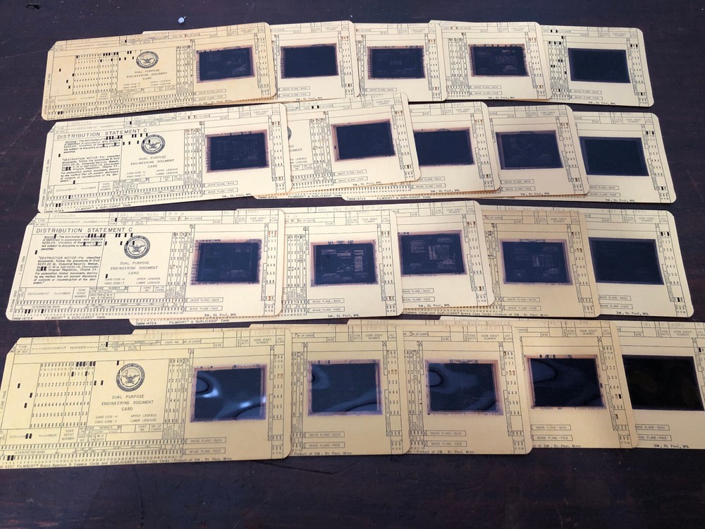Lot of 20 Yellow Data Engineering Microfiche Computer Punch Cards