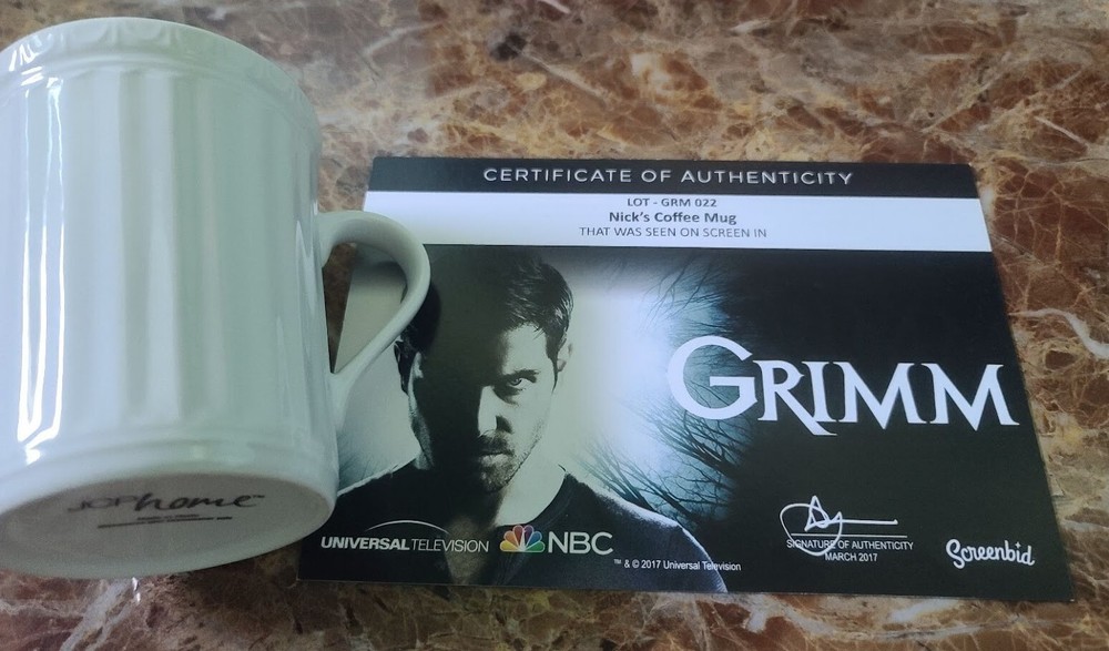 GRIMM: Nick/David Giuntoli screen used coffee mug with Studio COA