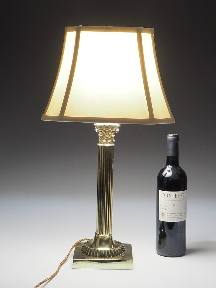 19th Century Brass Corinthian Table Lamp