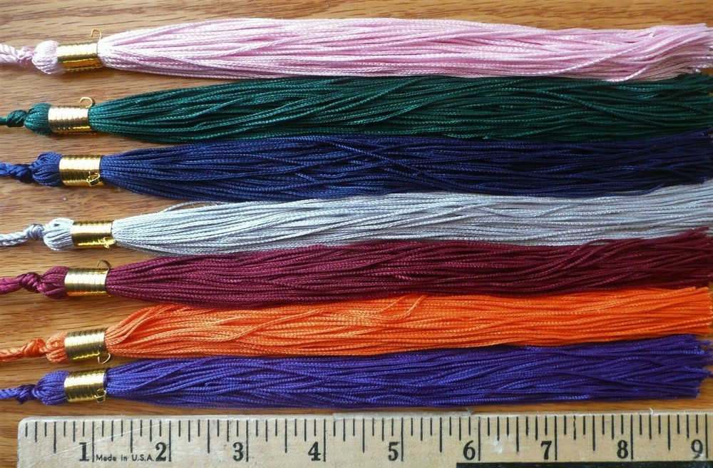 GRADUATION SCHOOL CAP HAT TASSEL 54 COLORS SOLID/2-TONE, RED WHITE BLUE, RAINBOW