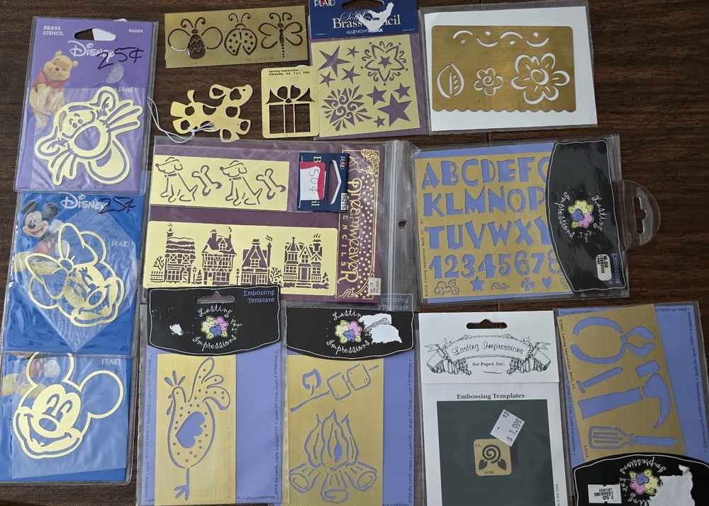 Mixed lot 15 brass embossing stencils