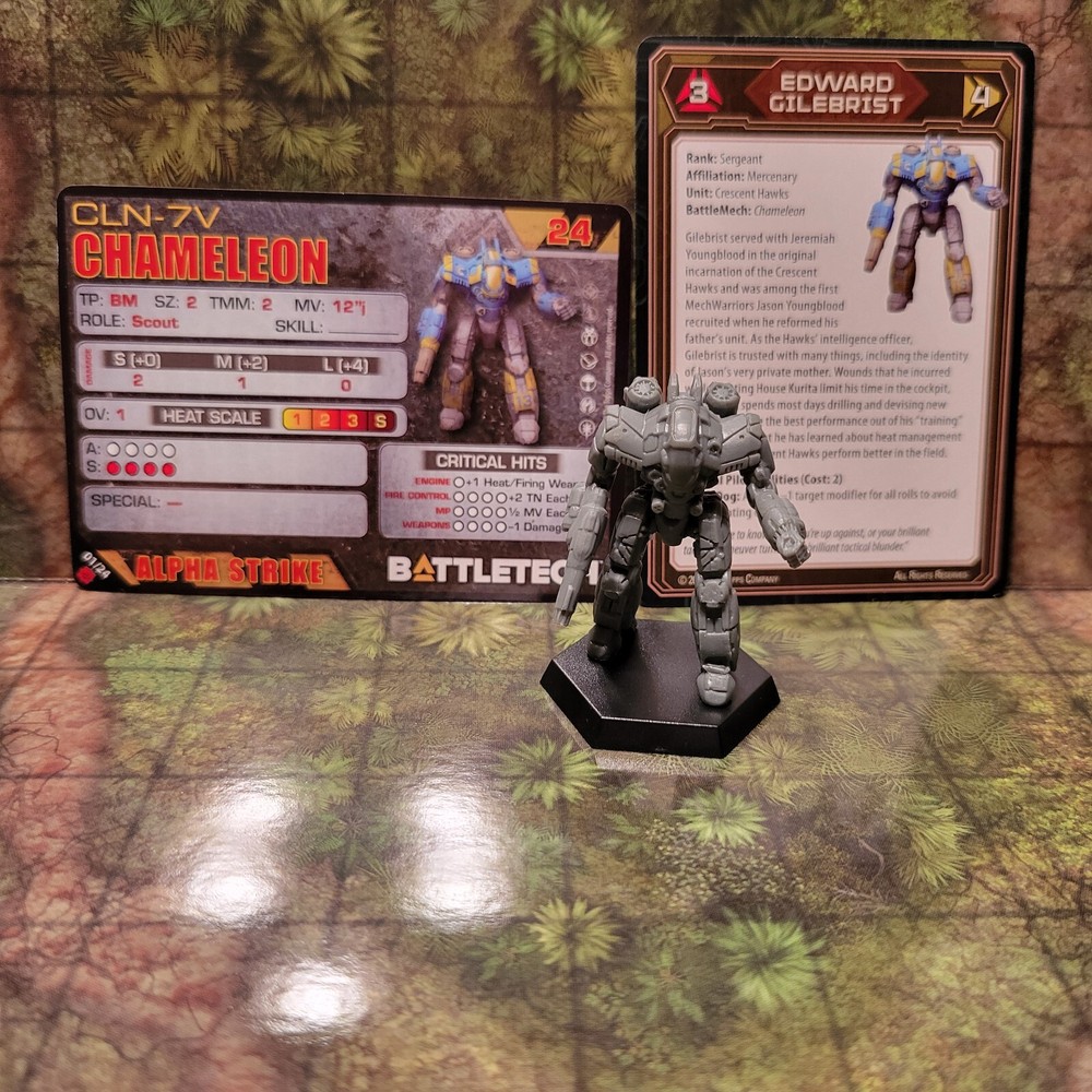 Battletech Miniatures Chameleon - Quick Draw + Pilot, Mech Cards - Mercenaries