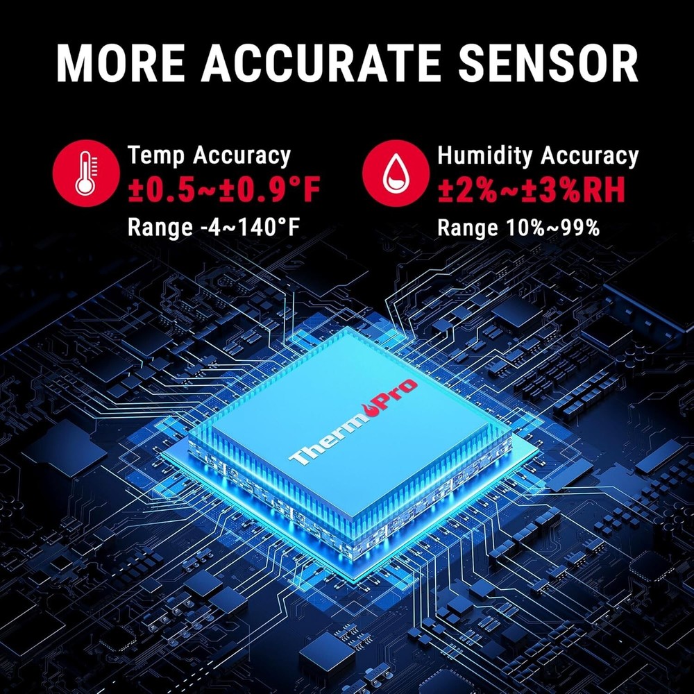 Bluetooth Thermometer Hygrometer 260FT Remote Temperature Sensor App Control ...