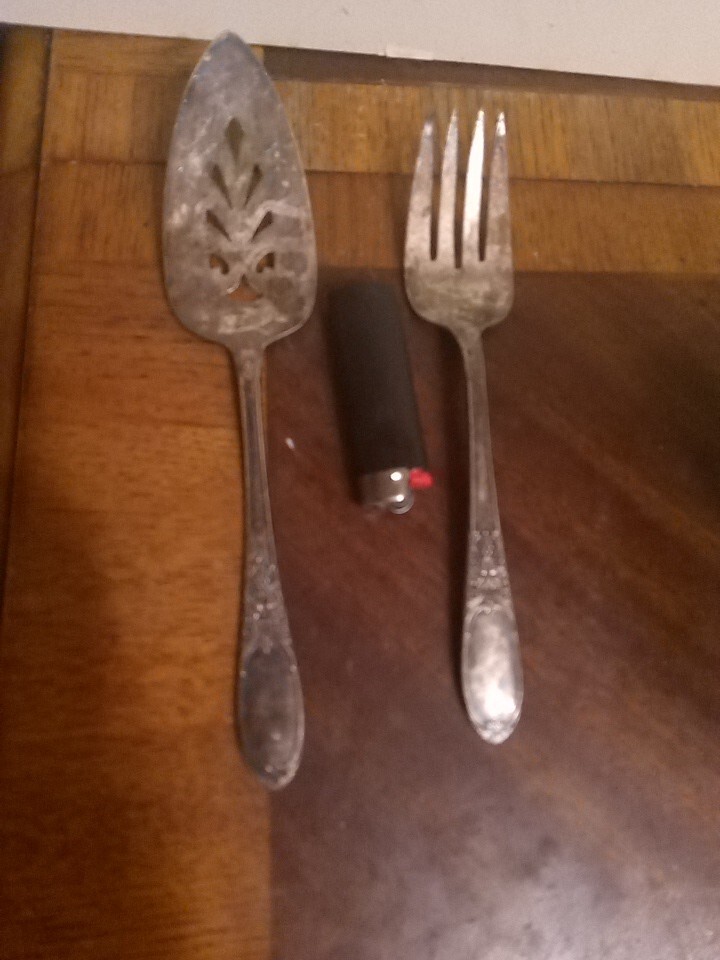 wm rogers silverplate Pie Server And Fork