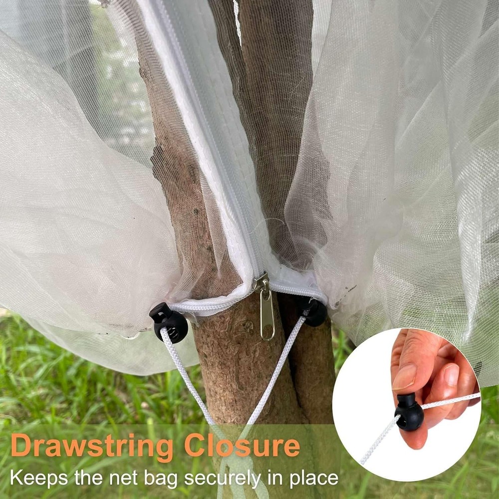 4 Pcs Fruit Tree Netting with Zipper & Drawstring, 4ft x 4ft Insect & Bird Ne...